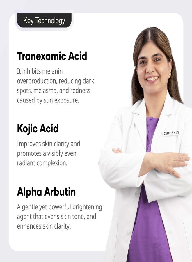 Cureskin كريم كيورسكين بحمض الترانيكساميك 10% | 20000 جزء في المليون من ثنائي بالميتات حمض الكوجيك، 15000 جزء في المليون من ألفا أربوتين، 100000 جزء في المليون من حمض الترانيكساميك | البقع الداكنة، النمش، الشوائب، التصبغات (15 غ/0.5 أونصة) - Image 4